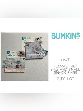 🆕BUMKINS - NWT - 2+PC LOT - FLORAL WET BAG AND SMALL SNACK BAGS / POUCH